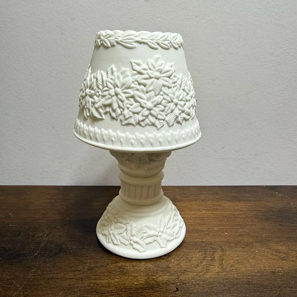 Fairy Lamp New Images Jade Porcelain Christmas Bow Poinsettia Holiday Votive 6.5 - Picture 5 of 8